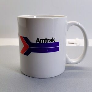 Vintage Amtrak Coffee Mug Unisex White Ceramic Railroad Train Logo Collectible